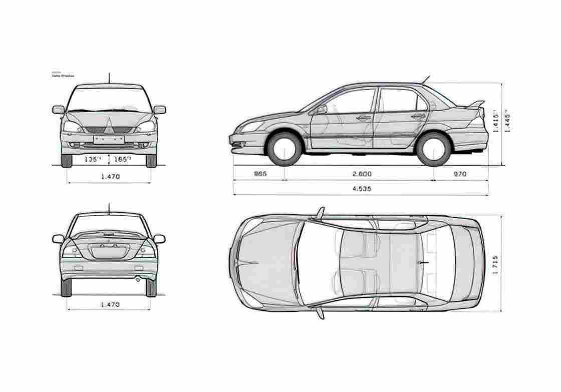 Blueprint Mitsubishi Lancer Cedia Sedan 2003 A4 Photo Print