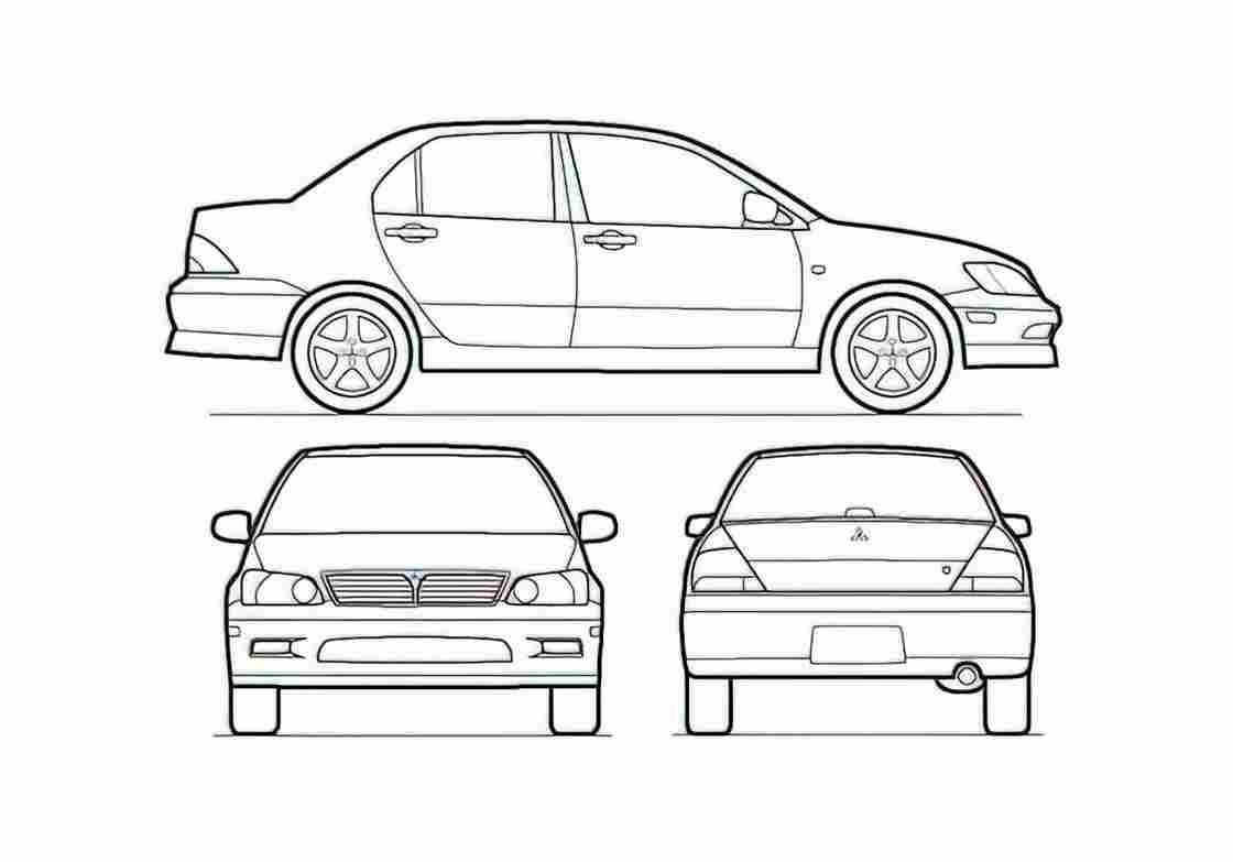 Blueprint Mitsubishi Lancer Cedia Sedan A4 Photo Print