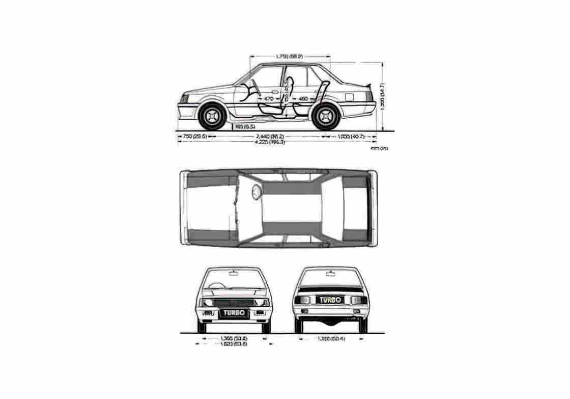 Blueprint Mitsubishi Lancer EX2000 Sedan 1982 A4 Photo Print