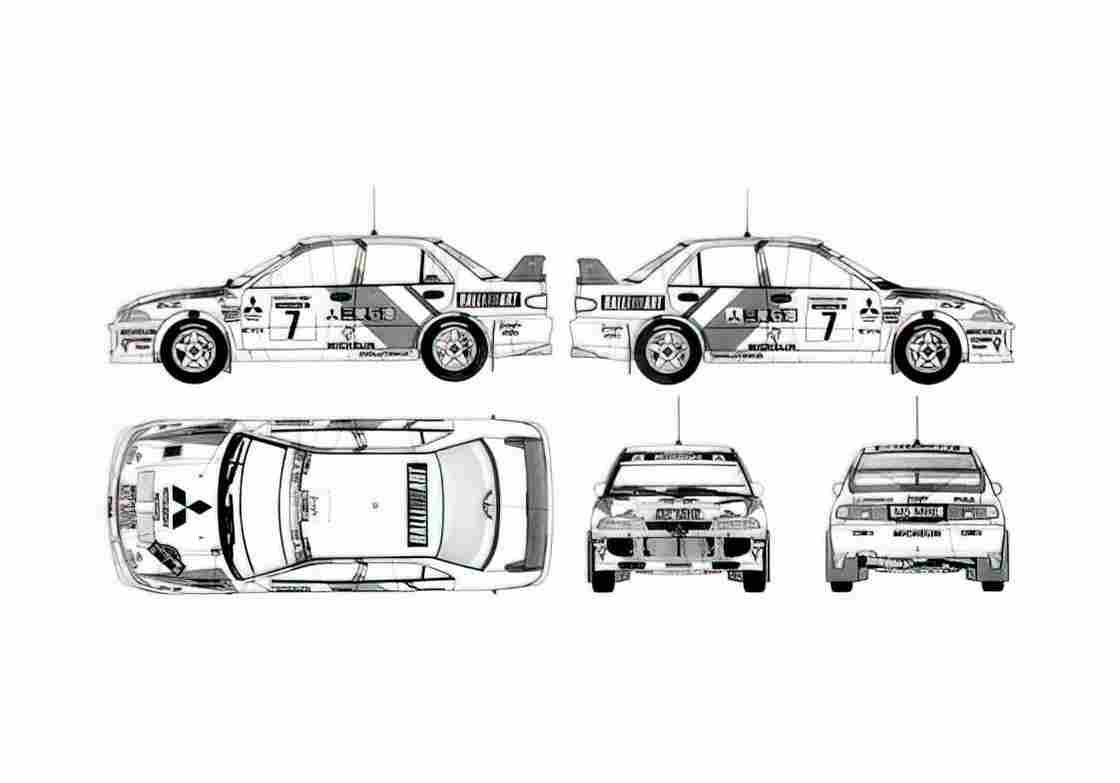 Blueprint Mitsubishi Lancer Evo III WRC Sedan 2000 A4 Photo Print