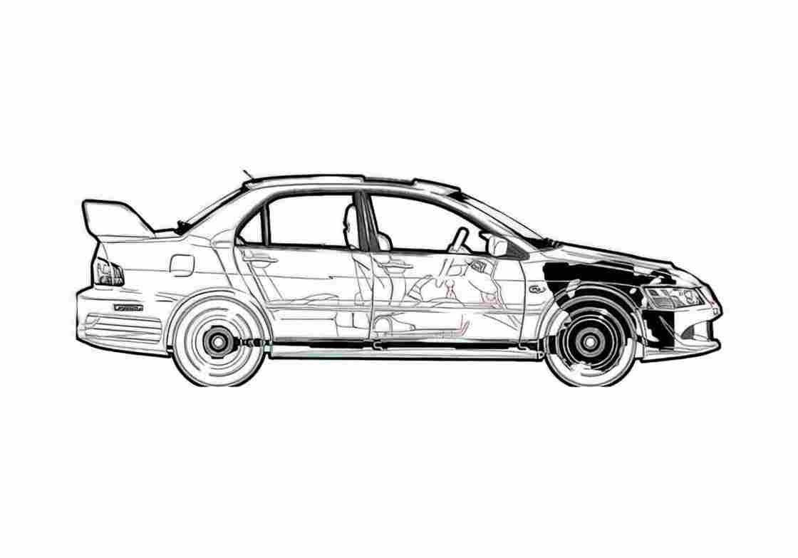 Blueprint Mitsubishi Lancer Evo VII Sedan 2003 A4 Photo Print