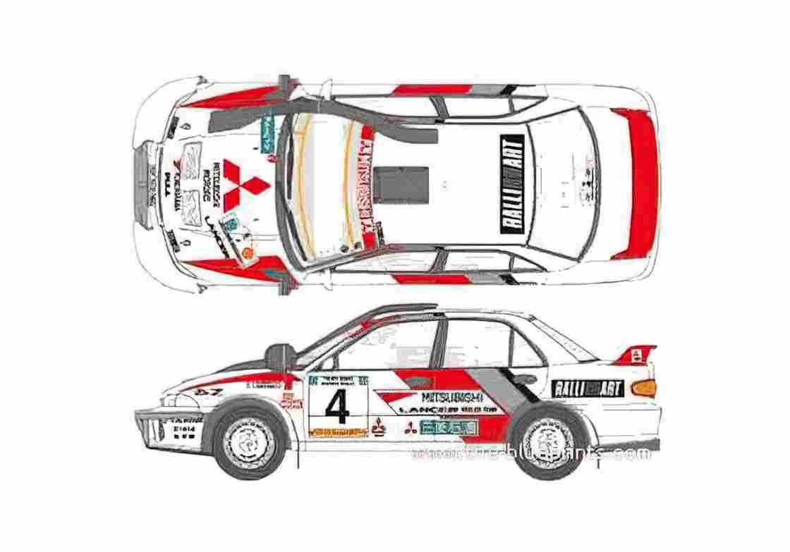 Blueprint Mitsubishi Lancer Evo WRC Sedan 1994 A4 Photo Print