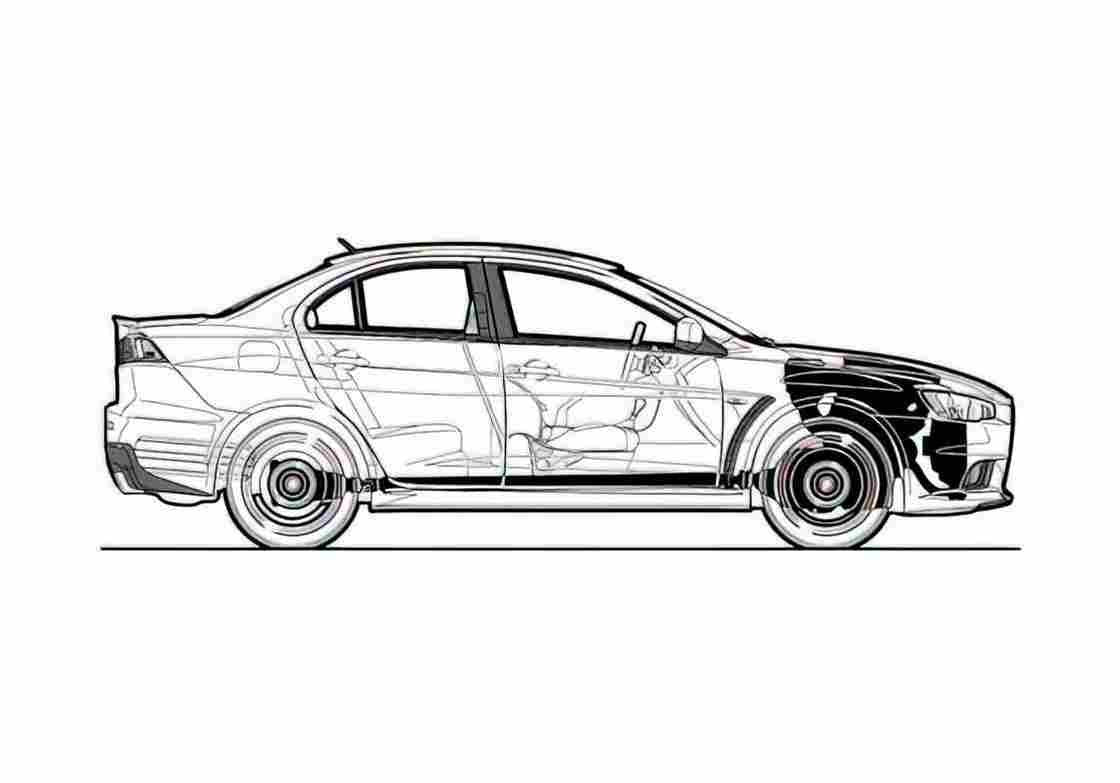 Blueprint Mitsubishi Lancer Evolution MR Touring Sedan 2010 A4 Photo Print