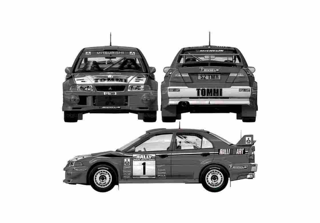 Blueprint Mitsubishi Lancer Evolution VI WRC Sedan 1999 A4 Photo Print