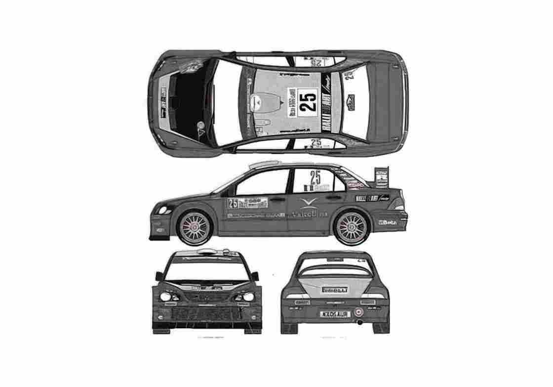Blueprint Mitsubishi Lancer Evolution VIII WRC Sedan 2005 A4 Photo Print