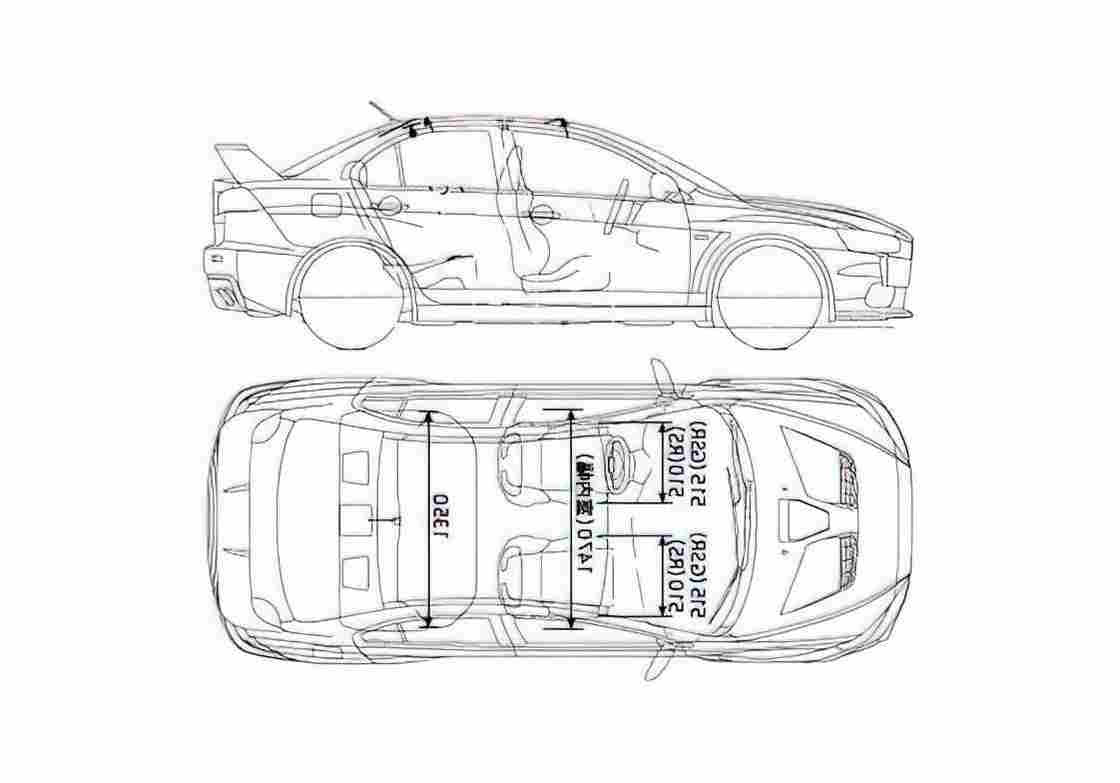 Blueprint Mitsubishi Lancer Evolution X Sedan 2008 A4 Photo Print