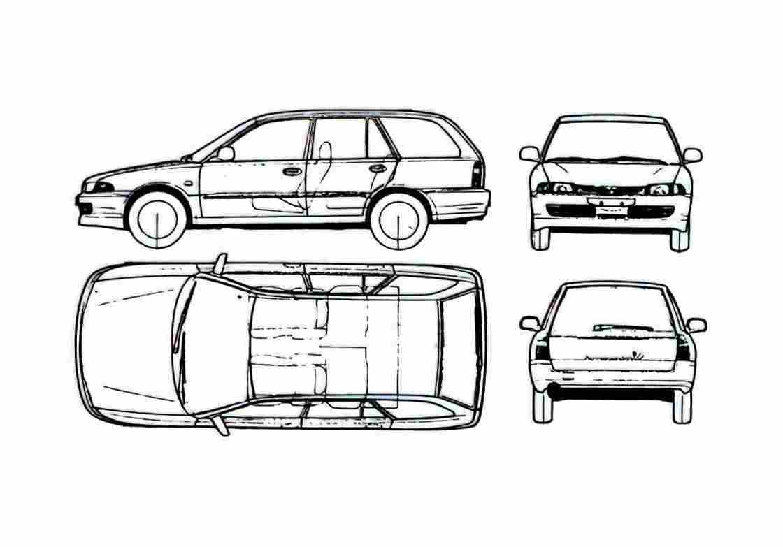 Blueprint Mitsubishi Lancer GLXI Wagon 1993 A4 Photo Print
