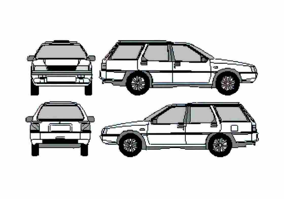 Blueprint Mitsubishi Lancer IV Estate Wagon 1989 A4 Photo Print