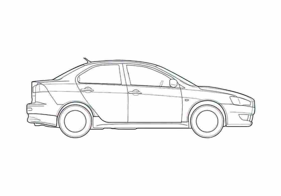 Blueprint Mitsubishi Lancer IX Sedan 2008 A4 Photo Print