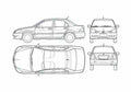 Blueprint Mitsubishi Lancer Sedan 2003 A4 Photo Print
