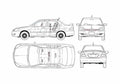 Blueprint Mitsubishi Lancer Sedan 2005 A4 Photo Print