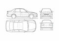 Blueprint Mitsubishi Lancer VI Sedan 1998 A4 Photo Print