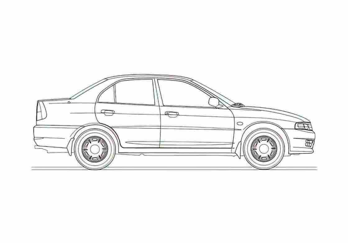 Blueprint Mitsubishi Lancer VII Sedan 2004 A4 Photo Print