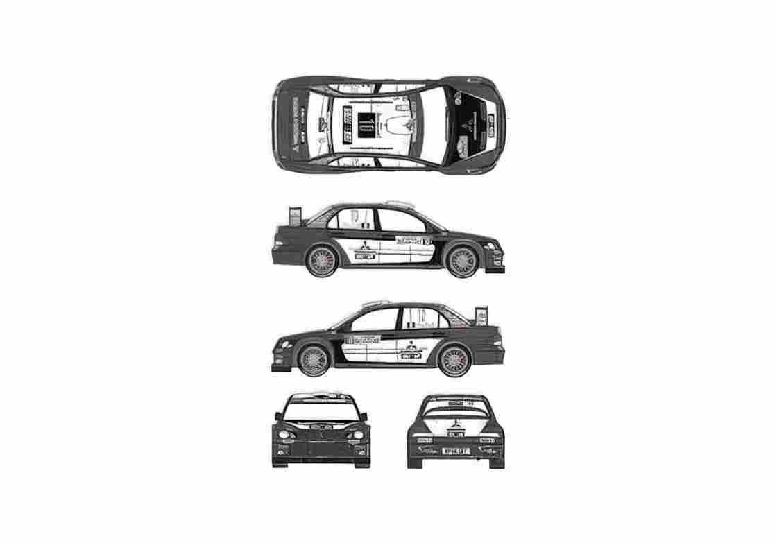 Blueprint Mitsubishi Lancer VII WRC Sedan 2005 A4 Photo Print