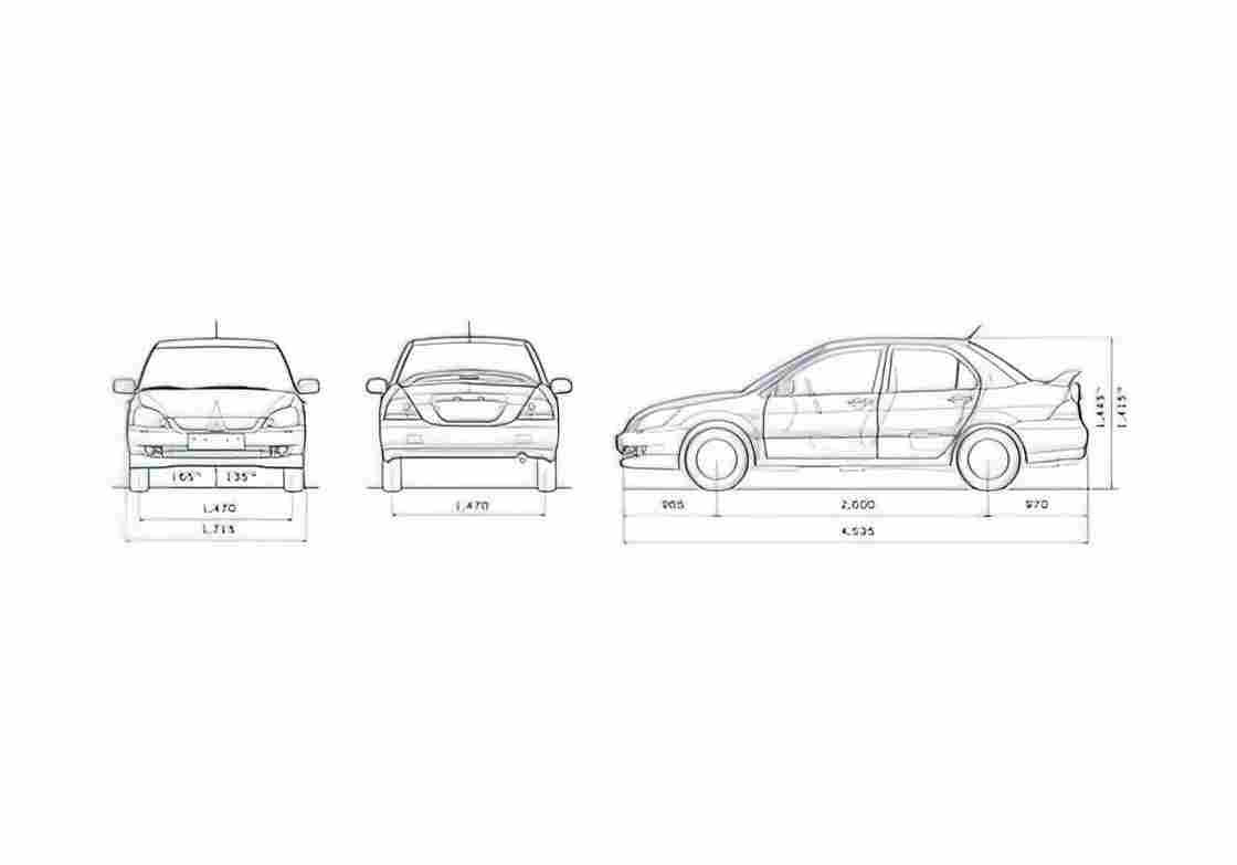 Blueprint Mitsubishi Lancer VIII Sedan 2007 A4 Photo Print