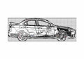 Blueprint Mitsubishi Lancer VIII Sedan 2009 A4 Photo Print