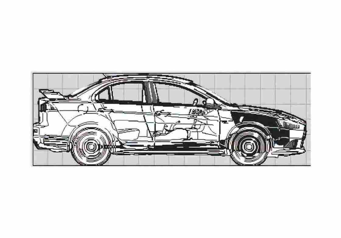 Blueprint Mitsubishi Lancer VIII Sedan 2009 A4 Photo Print