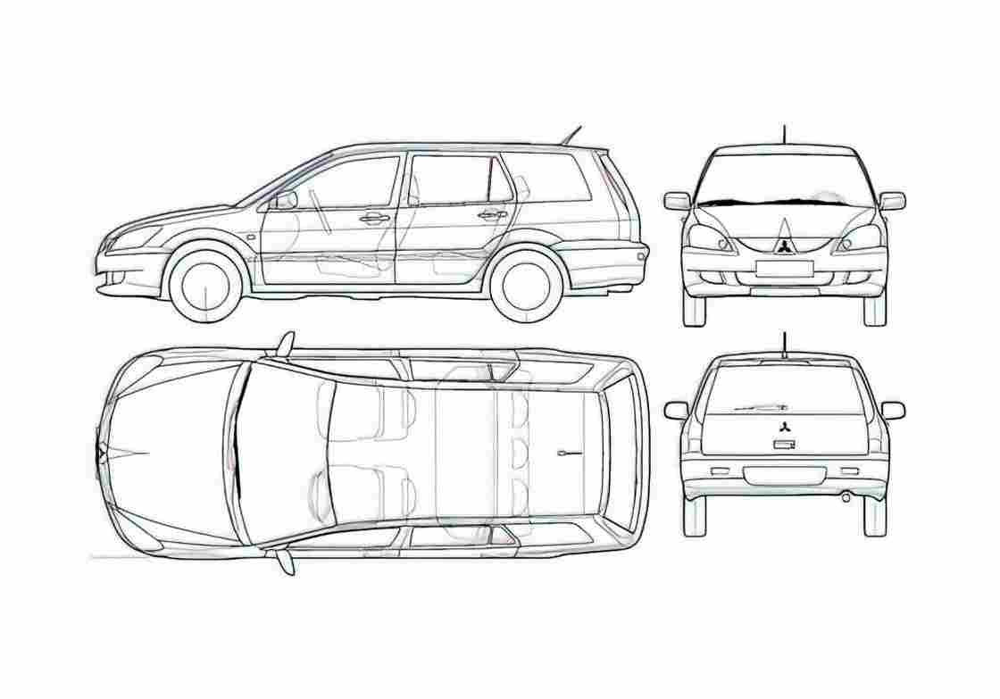 Blueprint Mitsubishi Lancer Wagon 2003 A4 Photo Print