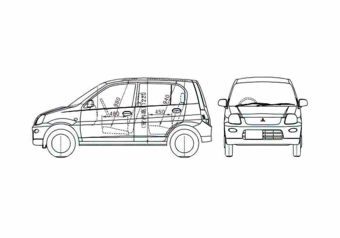Blueprint Mitsubishi Minica Hatchback 2005 A4 Photo Print