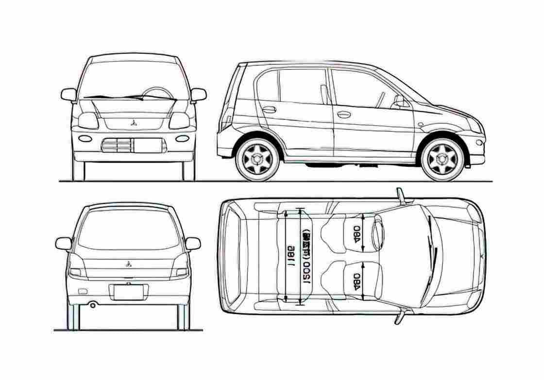 Blueprint Mitsubishi Minica Hatchback 2010 A4 Photo Print