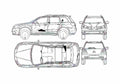 Blueprint Mitsubishi Outlander SUV 2004 A4 Photo Print