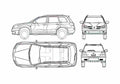 Blueprint Mitsubishi Outlander SUV 2005 A4 Photo Print