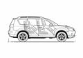 Blueprint Mitsubishi Outlander SUV 2007 A4 Photo Print
