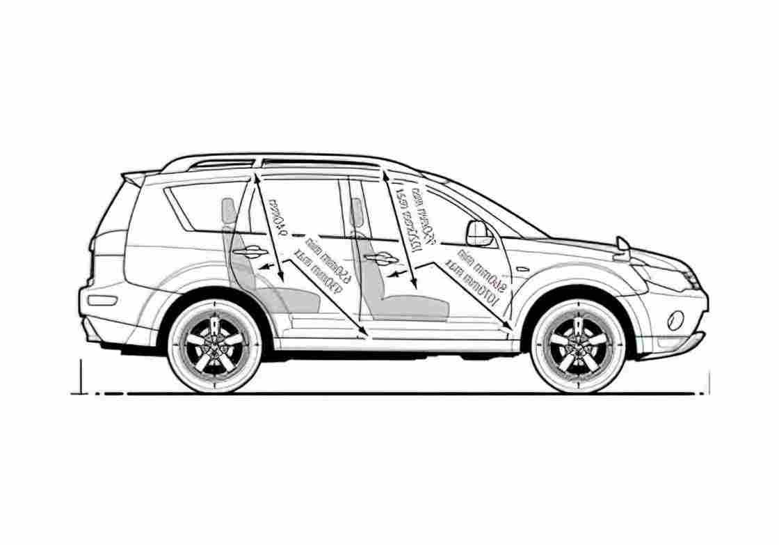 Blueprint Mitsubishi Outlander SUV 2007 A4 Photo Print