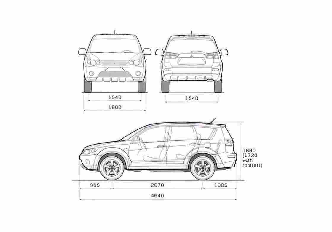Blueprint Mitsubishi Outlander SUV 2008 A4 Photo Print