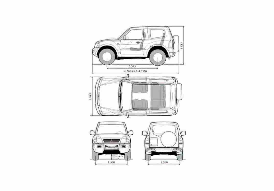 Blueprint Mitsubishi Pajero GL SUV 1999 A4 Photo Print
