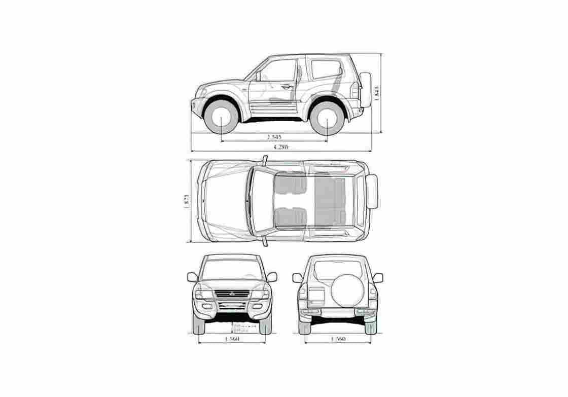 Blueprint Mitsubishi Pajero GLS SUV 1999 A4 Photo Print
