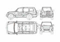 Blueprint Mitsubishi Pajero LWB SUV 2005 A4 Photo Print