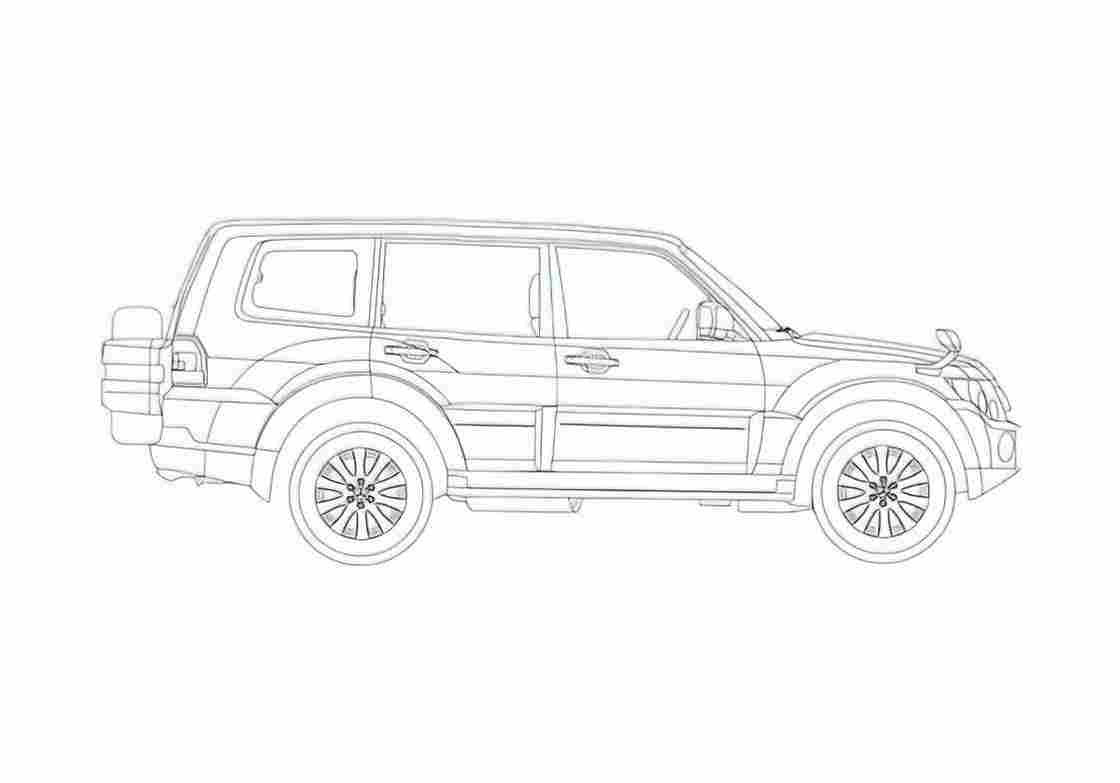 Blueprint Mitsubishi Pajero LWB SUV 2007 A4 Photo Print