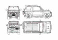 Blueprint Mitsubishi Pajero Mini SUV 1994 A4 Photo Print