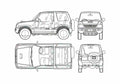 Blueprint Mitsubishi Pajero Mini SUV A4 Photo Print