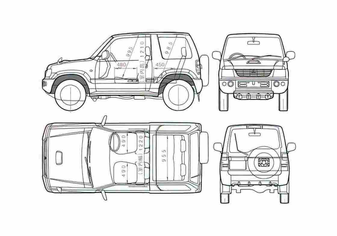 Blueprint Mitsubishi Pajero Mini SUV A4 Photo Print