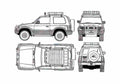 Blueprint Mitsubishi Pajero PSWB SUV 1998 A4 Photo Print