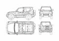 Blueprint Mitsubishi Pajero SWB SUV 2005 A4 Photo Print