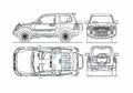 Blueprint Mitsubishi Pajero SWB SUV 2011 A4 Photo Print