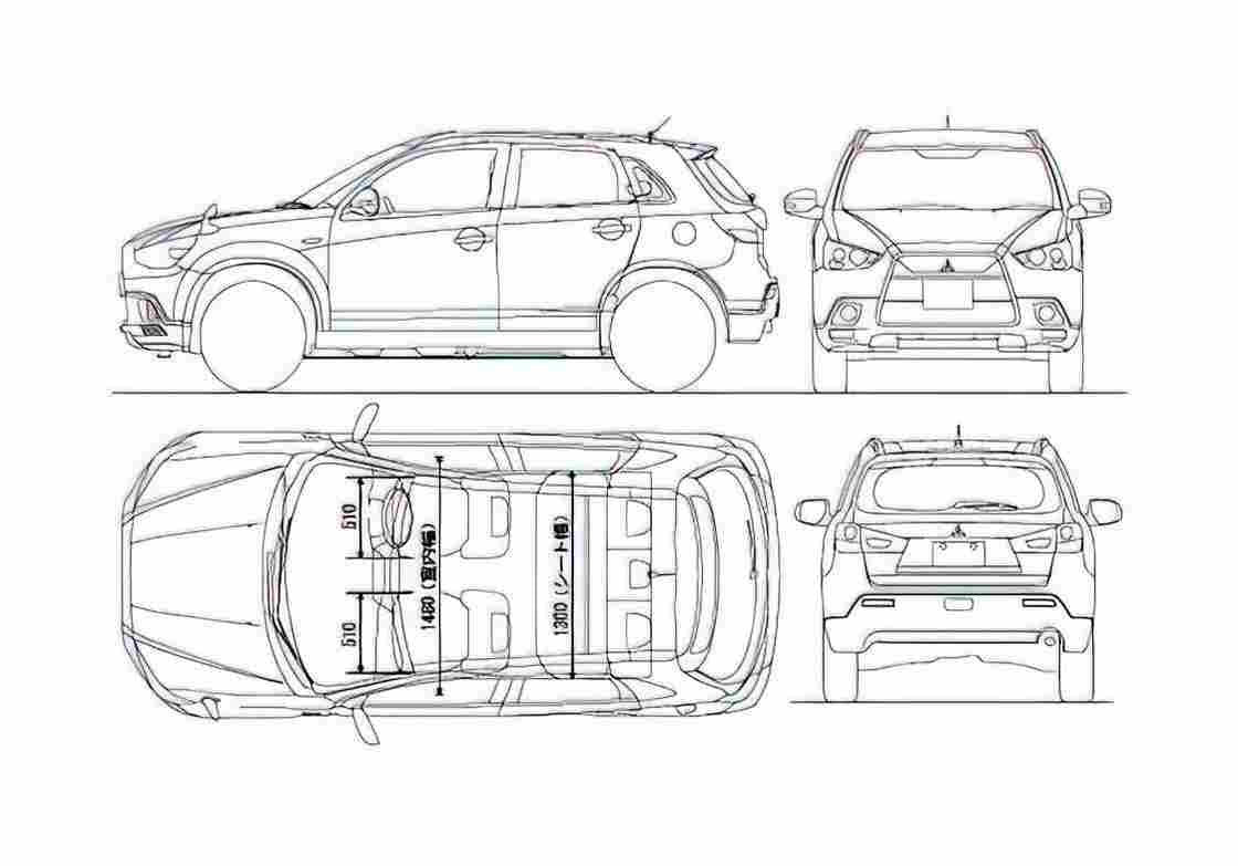 Blueprint Mitsubishi RVR SUV 2010 A4 Photo Print