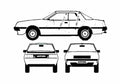 Blueprint Mitsubishi Sapporo 2000 Turbo Sedan 1982 A4 Photo Print
