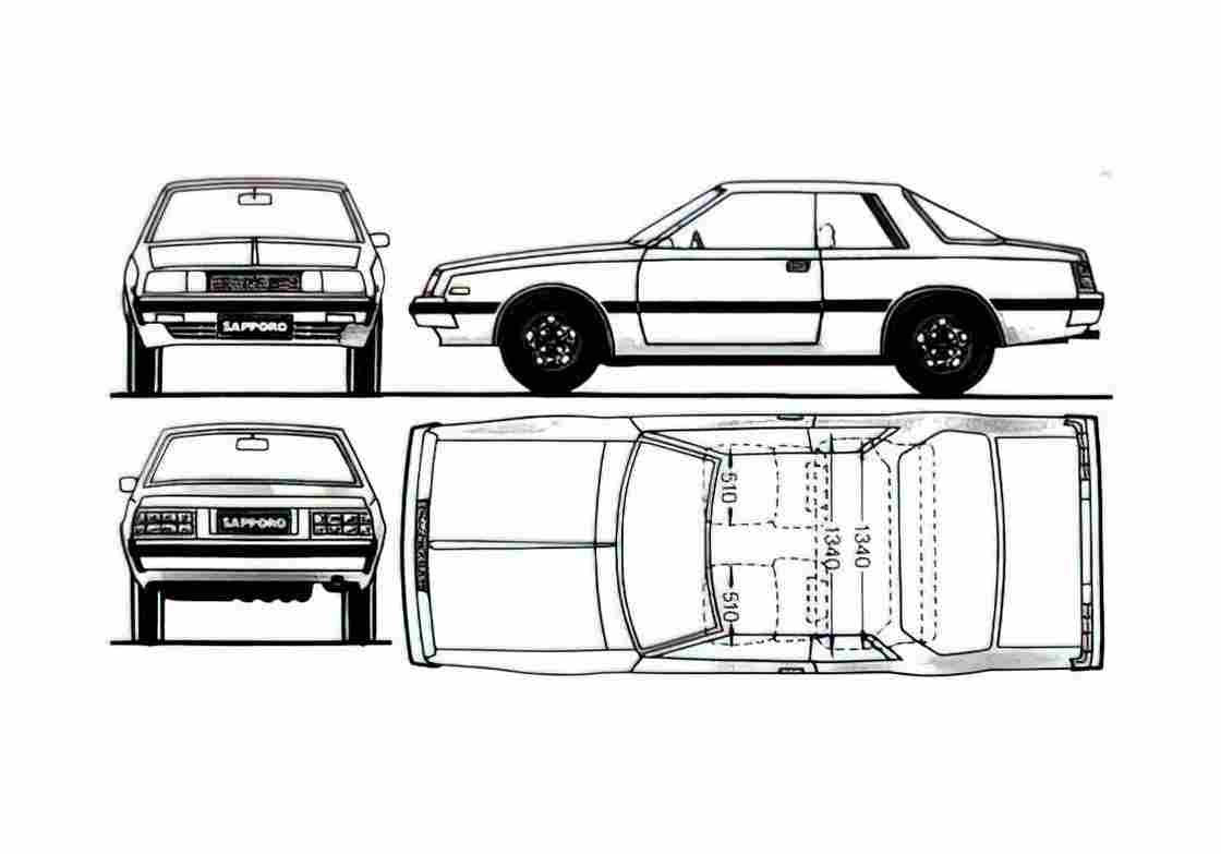 Blueprint Mitsubishi Sapporo Coupe 1983 A4 Photo Print