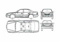 Blueprint Mitsubishi Sigma Sedan 1991 A4 Photo Print
