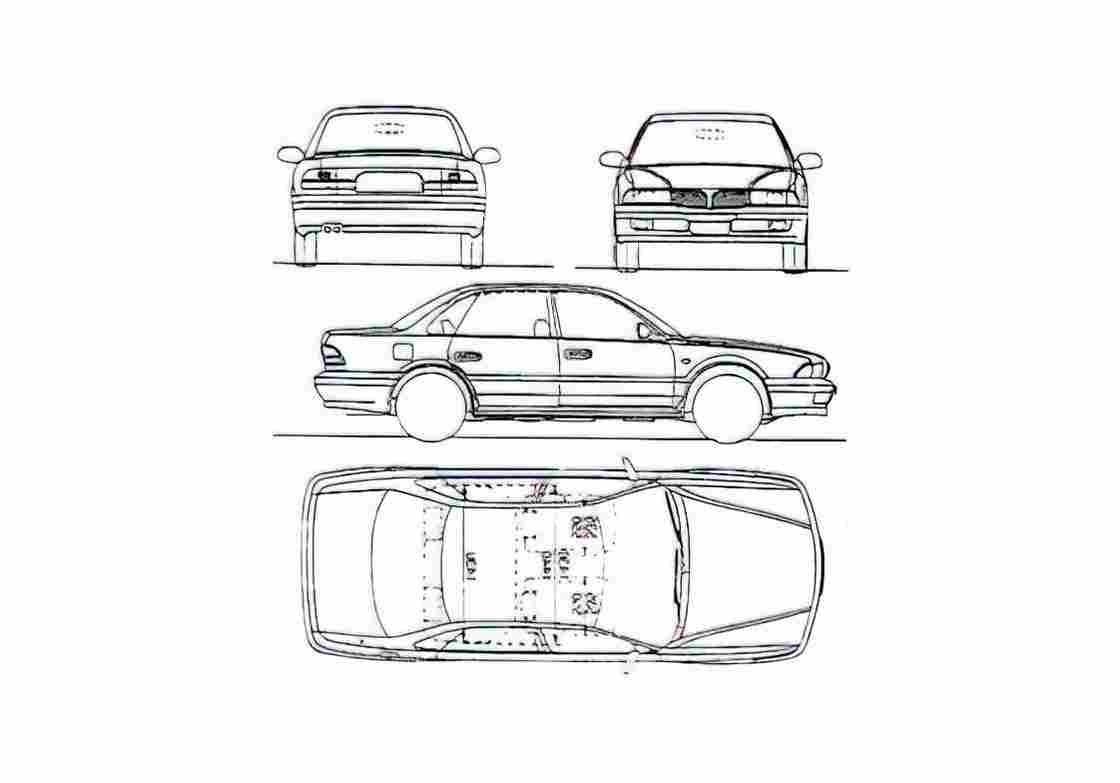 Blueprint Mitsubishi Sigma Sedan 1993 A4 Photo Print