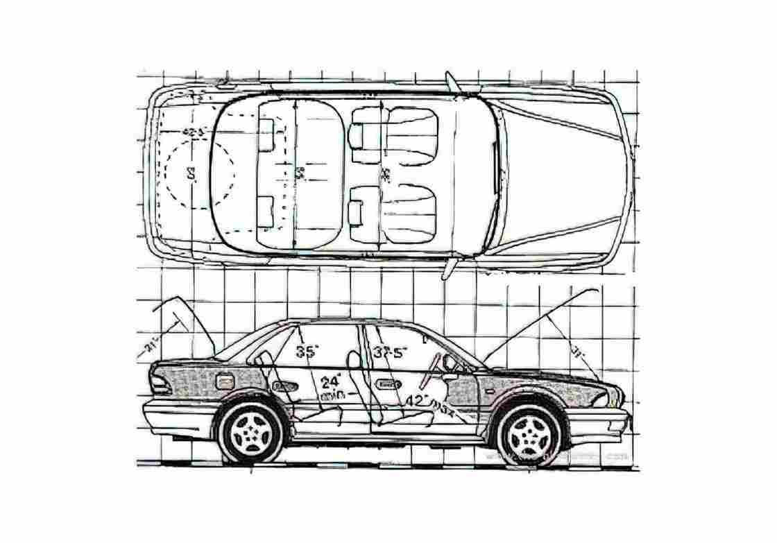 Blueprint Mitsubishi Sigma V6 Sedan 1991 A4 Photo Print