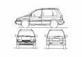Blueprint Mitsubishi Space Runner Minivan 1991 A4 Photo Print