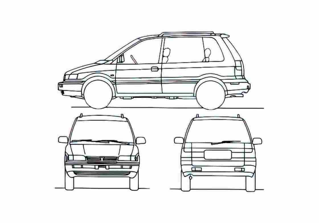 Blueprint Mitsubishi Space Runner Minivan 1991 A4 Photo Print