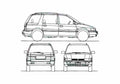 Blueprint Mitsubishi Space Wagon II Minivan 1991 A4 Photo Print