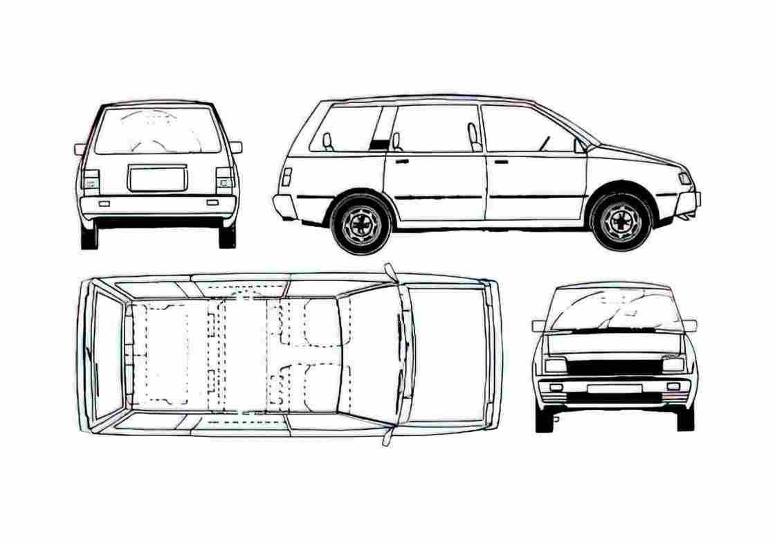 Blueprint Mitsubishi Space Wagon Minivan 1984 A4 Photo Print