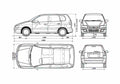 Blueprint Mitsubishi Spacesatr Minivan 1998 A4 Photo Print